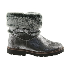American Club American Boots Winterstiefel mit Fell 17042 schwarz grau