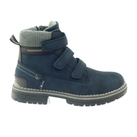 American Club Stiefeletten mit Klettverschluss 708121 grau marineblau