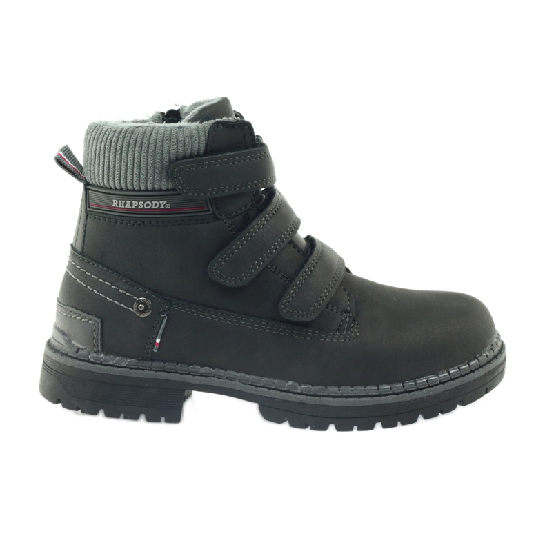 American Club Stiefeletten mit Klettverschluss 708121 schwarz grau