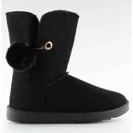 Schwarze Emusy mit Pompon SP04P schwarz