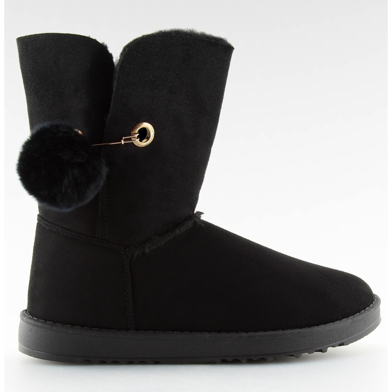 Schwarze Emusy mit Pompon SP04P schwarz