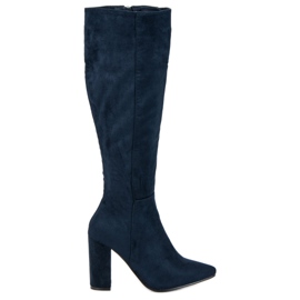 Small Swan Stiefel mit hohen Absätzen aus Wildleder blau