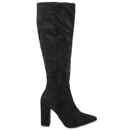 Small Swan Stiefel mit hohen Absätzen aus Wildleder schwarz