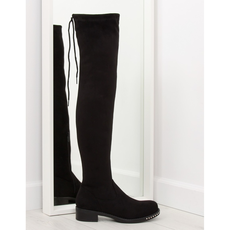 Überstiefel aus schwarzem Wildleder NS020P schwarz