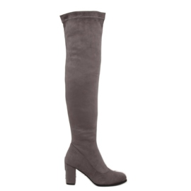 Grau Überstiefel High Heels PE187P Grau