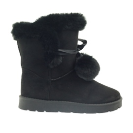 Schwarze Emusy Mukluki mit Pompon