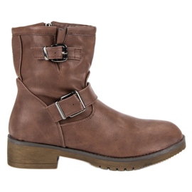 Encor Braune Bikerstiefel