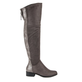 Filippo Overknee-Stiefel aus Wildleder grau