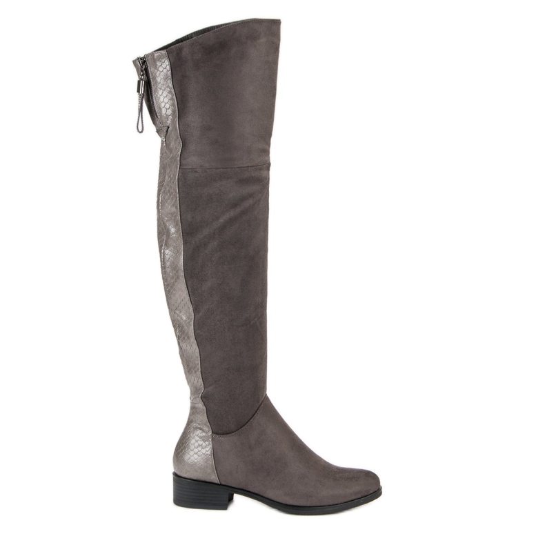 Filippo Overknee-Stiefel aus Wildleder grau