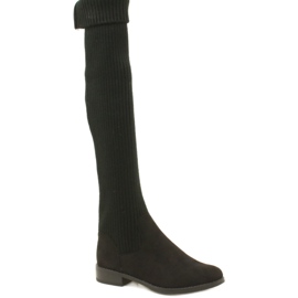 M.Daszyński Frauen gerippte Stiefel SA62-58 Schwarze Stiefel