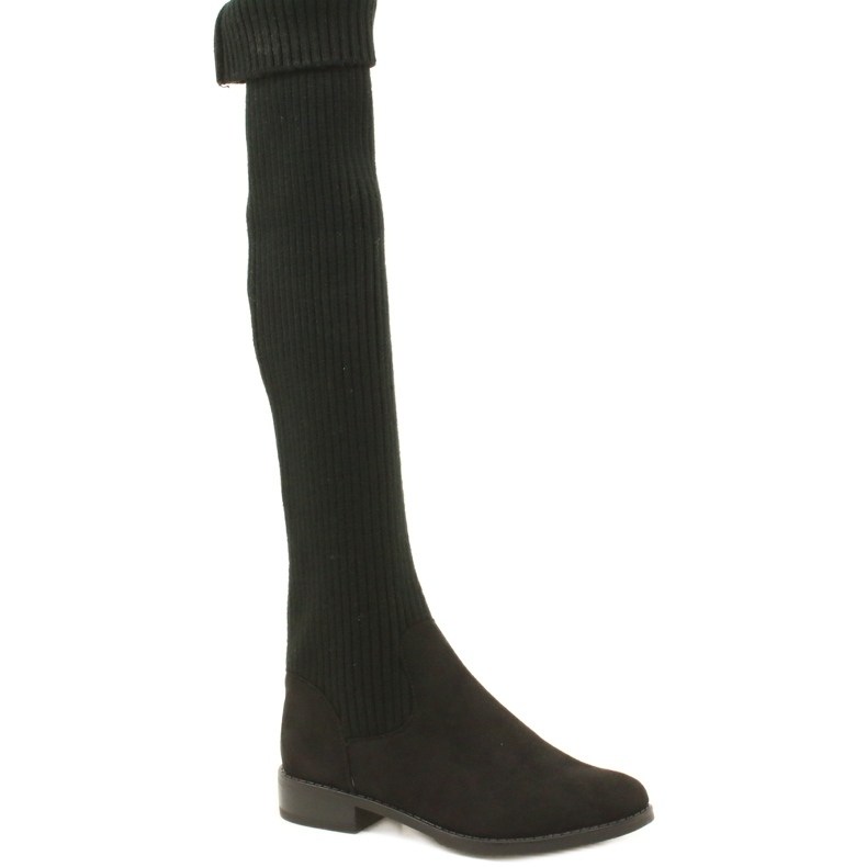 M.Daszyński Frauen gerippte Stiefel SA62-58 Schwarze Stiefel