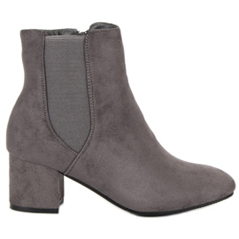 Top Shoes Stiefeletten aus Wildleder mit hohem Absatz grau