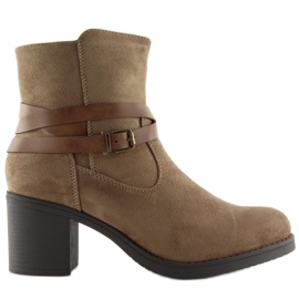 Braune Stiefel mit hohen Absätzen 1138 Khaki