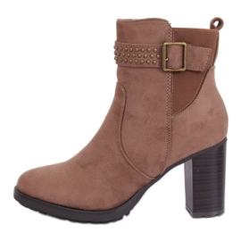 Braune Stiefel mit hohen Absätzen 6139 Khaki