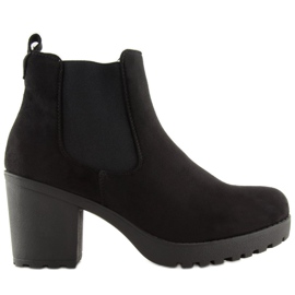 Schwarze Stiefel mit weiten Absätzen E5106 Schwarz