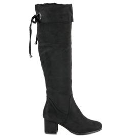 Schwarze Wildlederstiefel