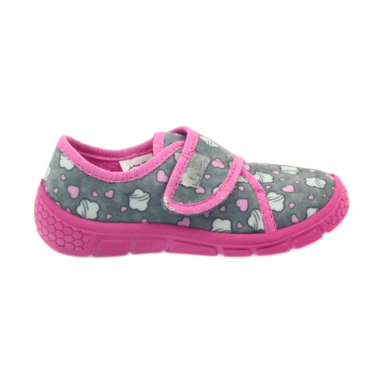 Befado Kinderschuhe 557X041 Hausschuhe grau rosa