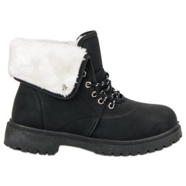 Schwarze Trapper mit Fell