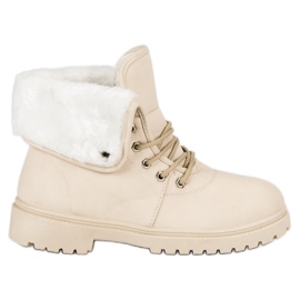 Beige Trapper mit Fell