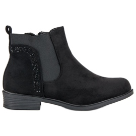 Stiefel mit flachem Absatz schwarz