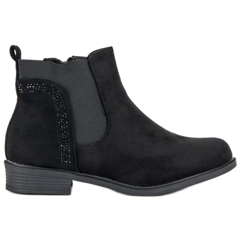 Stiefel mit flachem Absatz schwarz