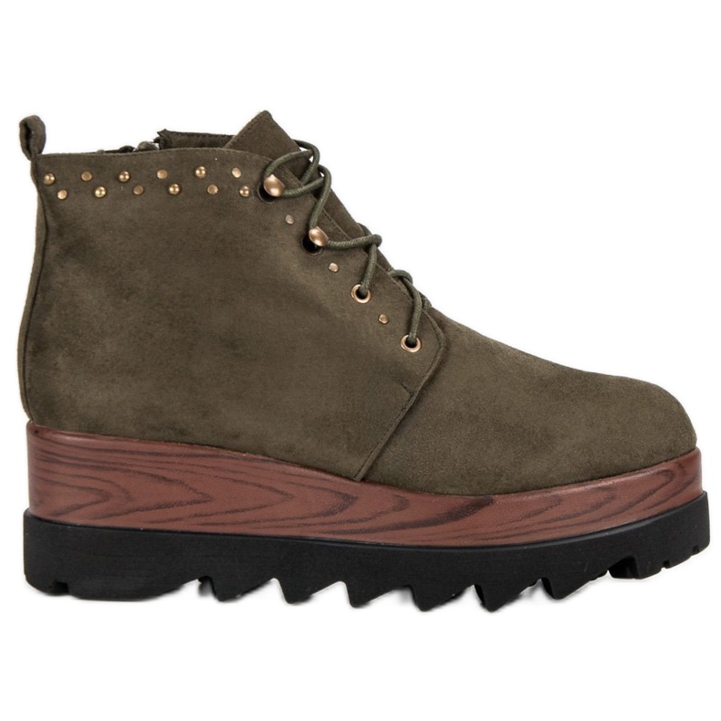 Kylie Keilstiefel aus Wildleder grün