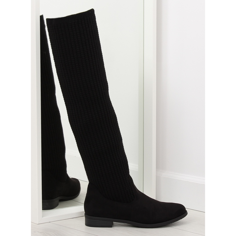 Schwarze Overknee-Stiefel BM102 schwarz