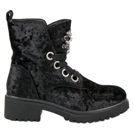 Kylie Modische Veloursstiefel schwarz