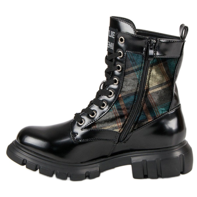 Kylie Karierte Stiefel schwarz