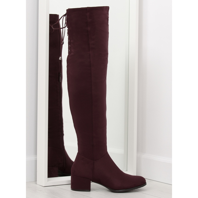 Overknee-Stiefel BH129-HB Wein burgund mehrfarbig rot