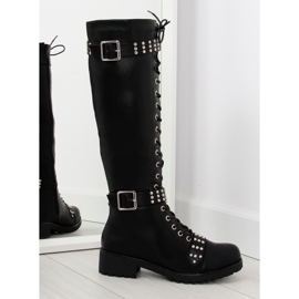 Reitstiefel mit Nieten schwarz PE116 schwarz