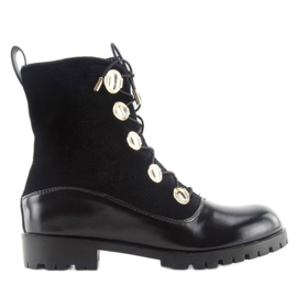 Veloursarbeiter mit Knöpfen schwarz R113p Schwarz