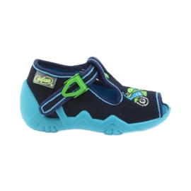 Befado Kinderschuhe Hausschuhe 217p095 blau grün marineblau