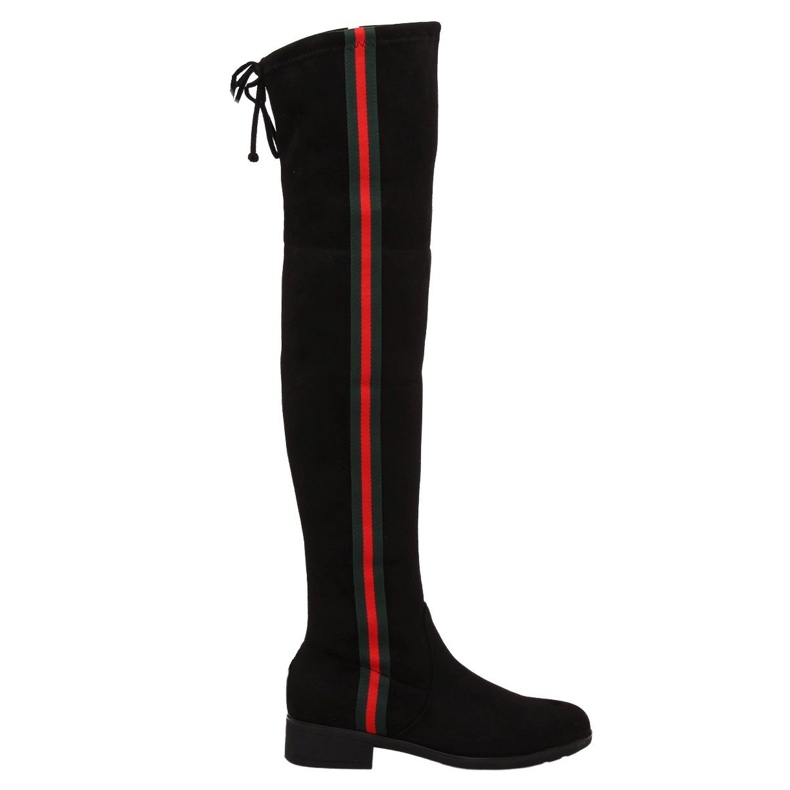 Overknee-Stiefel mit schwarzem Streifen HFN-0296-2 Schwarz