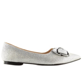 Glänzende silberne Ballerinas LT101 Silver grau