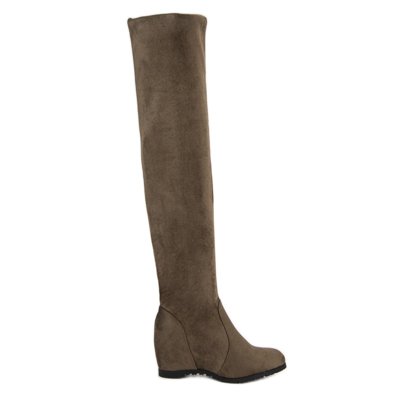 Super Me Hohe Keilstiefel grün