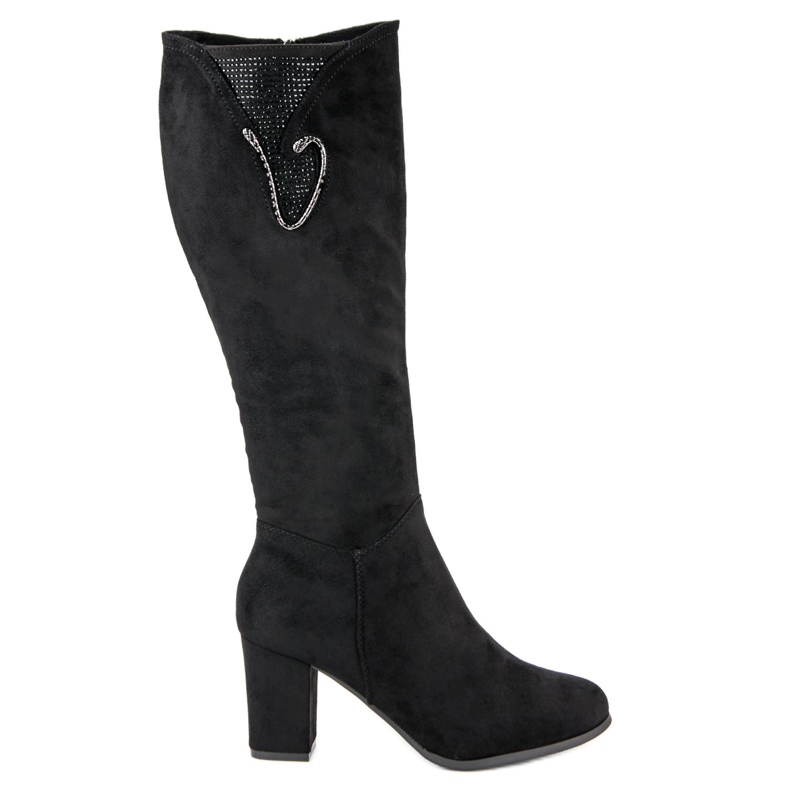 Stiefel mit hohen Absätzen aus Wildleder schwarz