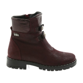 Ren But Mädchen Lederstiefel Ren, aber 3314 Burgund mit Bolzen rot