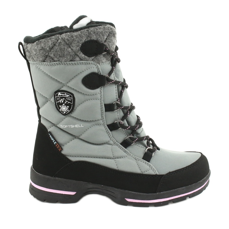 American Club Softshell-Schneestiefel mit amerikanischer SN19/20-Membran schwarz rosa grau