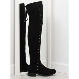 Schwarze Stiefel mit flachen Absätzen 7368