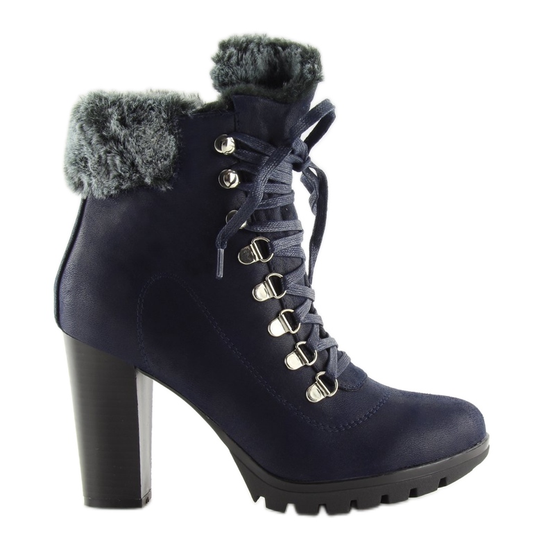 Marineblaue Stiefel mit hohen Absätzen N501 Navy navy blau