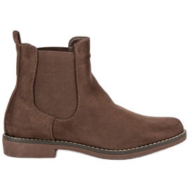 Super Mode Khakifarbene Chelsea-Stiefel aus Wildleder