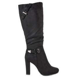 Groto Gogo Stiefel mit hohen Absätzen aus Wildleder schwarz