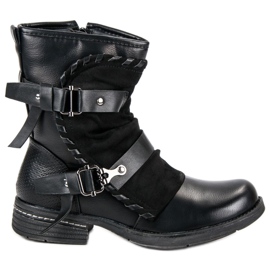 Queentina Rock flache Stiefel schwarz