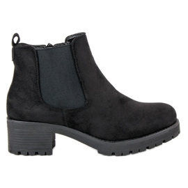 Ideal Shoes Schwarze Chelsea-Stiefel auf flachen Absätzen