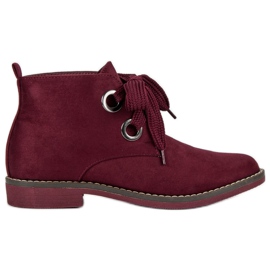 Super Mode Schnürstiefel aus Wildleder rot