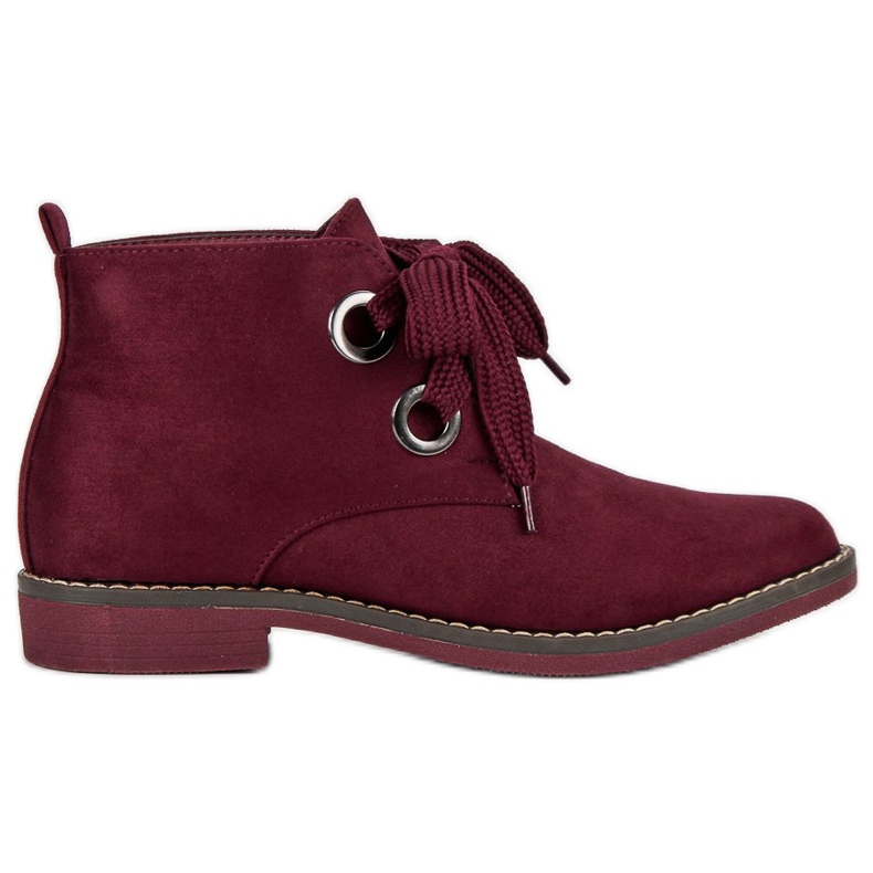 Super Mode Schnürstiefel aus Wildleder rot