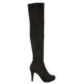 Super Me Wildlederstiefel auf einem hohen Absatz schwarz