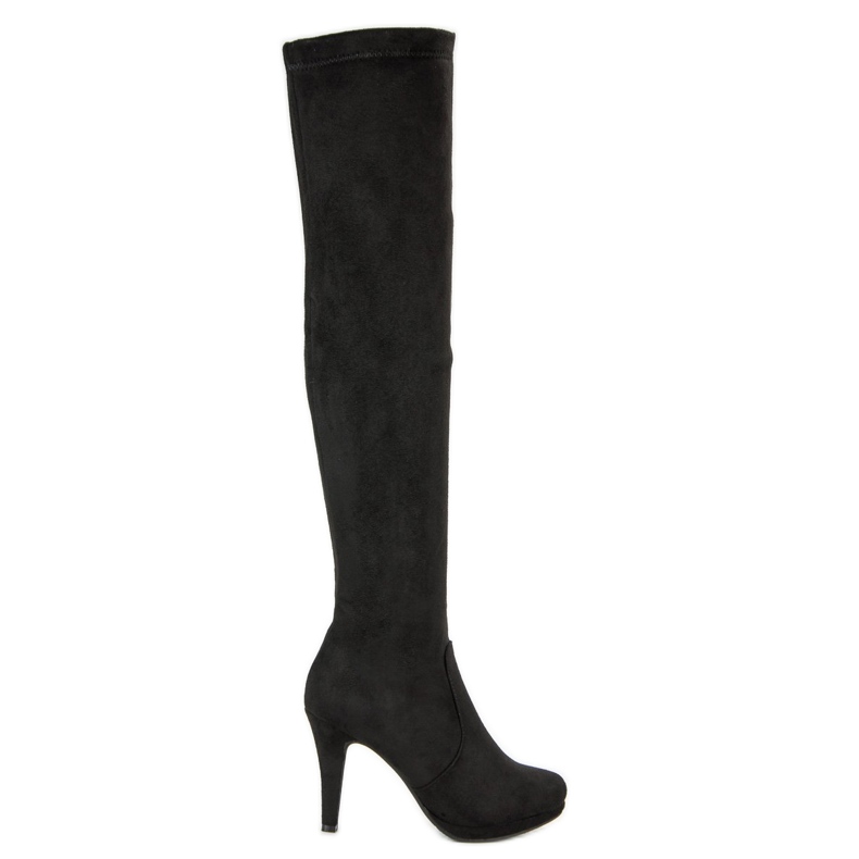 Super Me Wildlederstiefel auf einem hohen Absatz schwarz