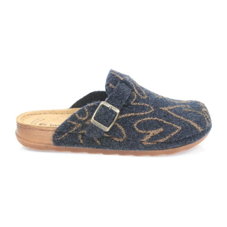 Filzpantoffeln Inblu UA033 goldene Herzen navy blau